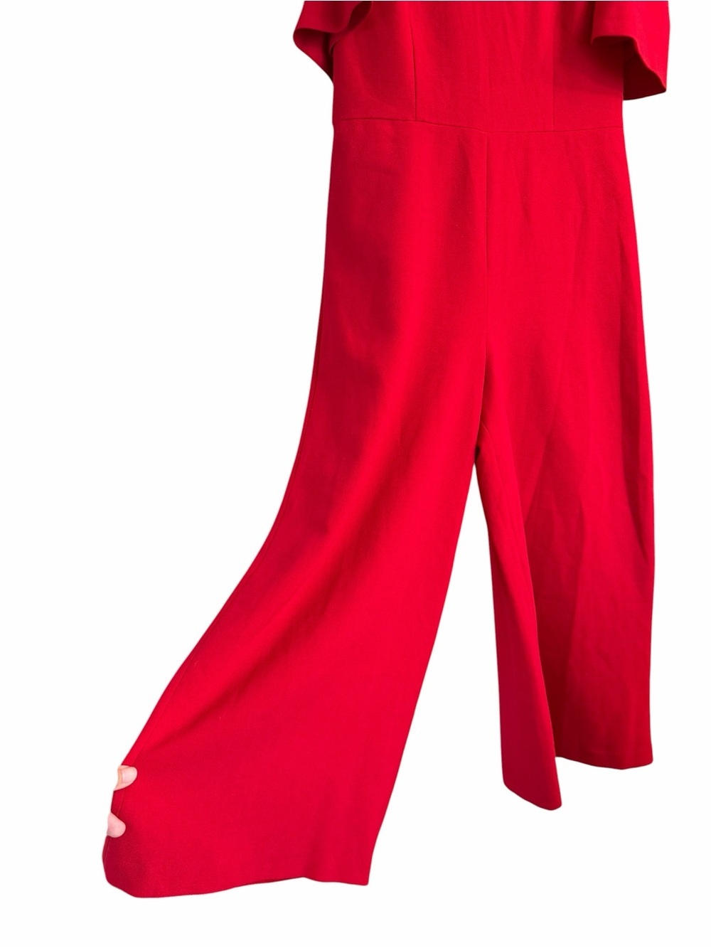 Karl Lagerfeld Red Cold-Shoulder Wide-Leg Jumpsuit - Picture 6 of 7